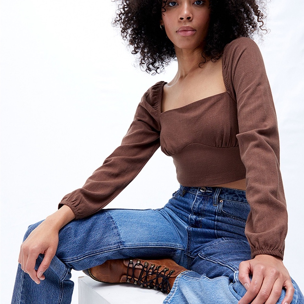 LA Hearts Long Sleeve Bodice Woven Top